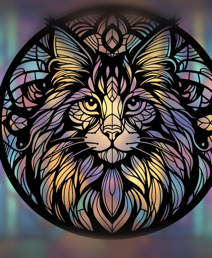 Maine Coon Mandala Art – 2D wallart (Stained Glass Style) 3d model