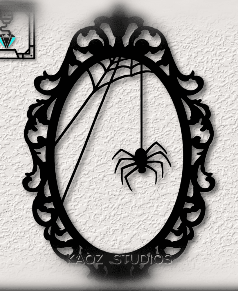 spider mirror wall art spiderweb wall decor halloween decoration 3d model