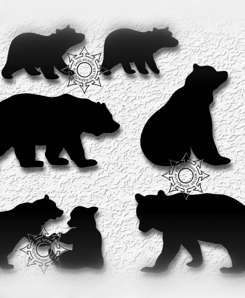 bear collection wall art wildlife charms decor 3d model