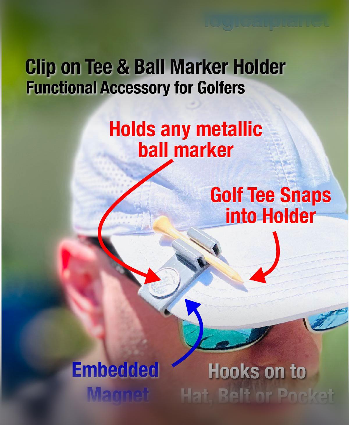 Ball Marker and Tee Visor Clip 3d model