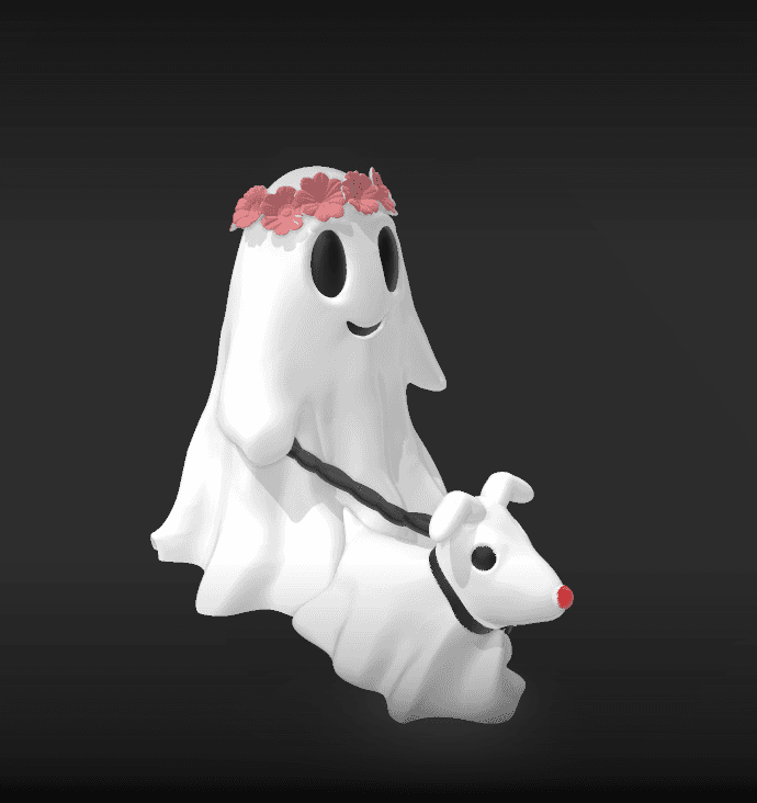 ghost walking dog v2 flower crown 3d model