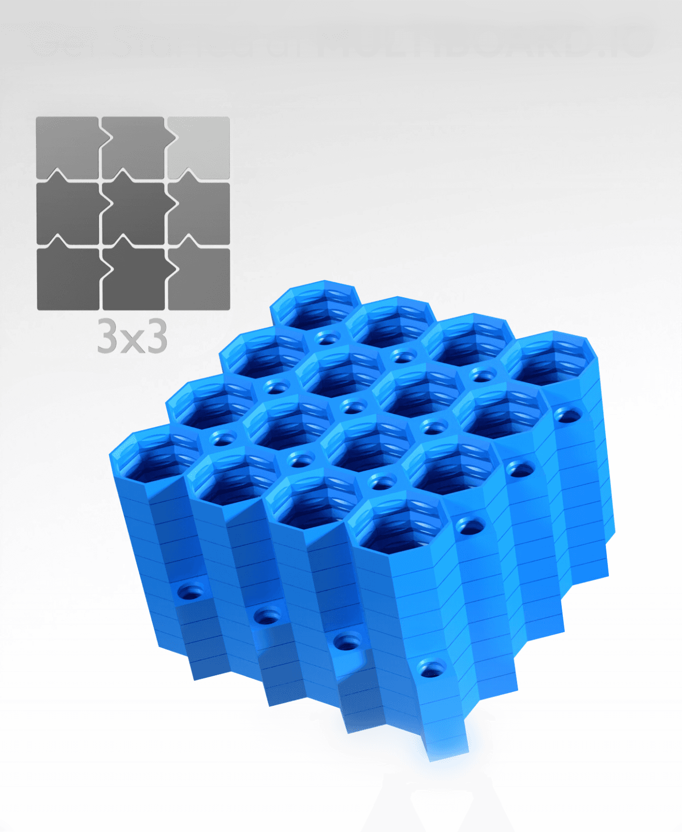 4x4 Tiles - 3x3 Board - Ironing Stack 3d model