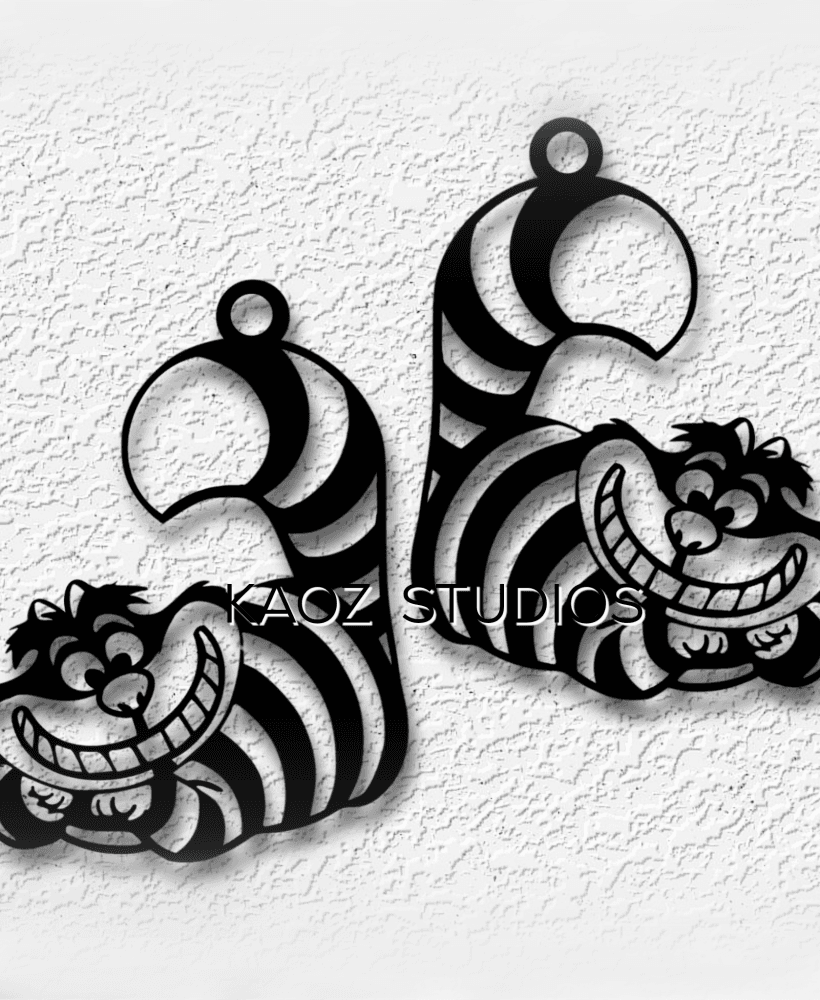 cheshire cat earrings alice in wonderland decor disney jewelry 3d model