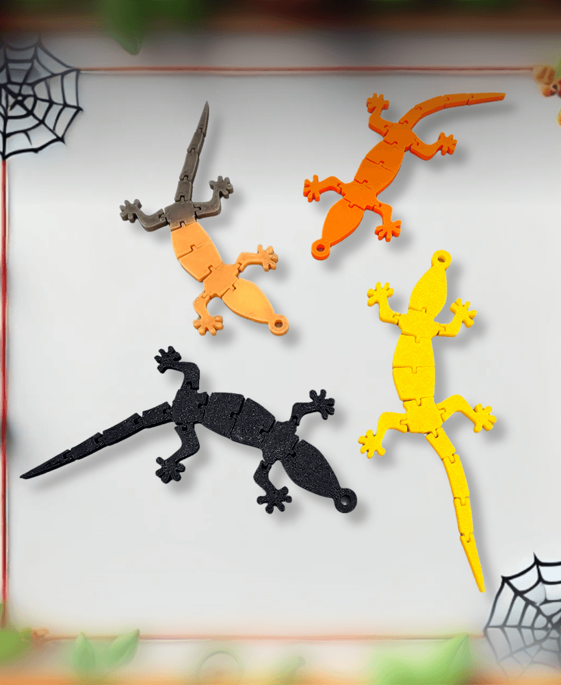 flexi gecko lizard fidget toy print in place 3d model