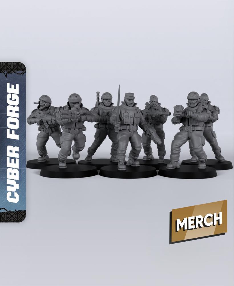 Mercenary Grunts - With Free Cyberpunk Warhammer - 40k Sci-Fi Gift Ideas for RPG and Wargamers 3d model