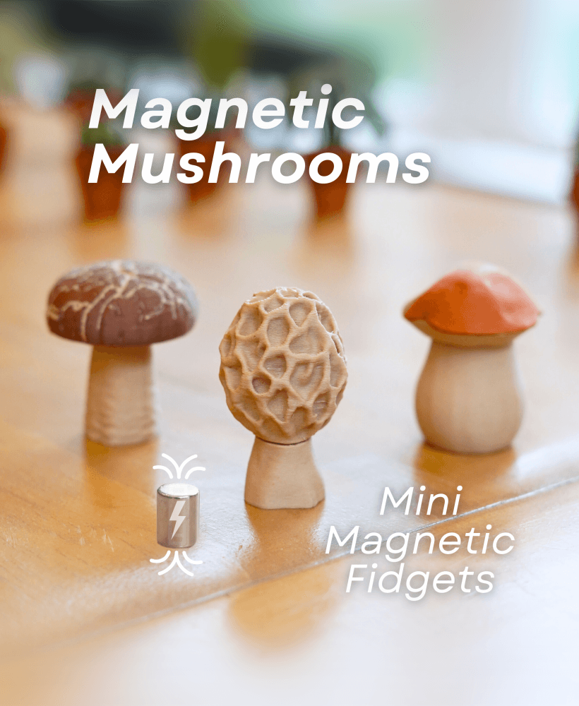 Magnetic Mushrooms - Fidget Toy with Magnetics, Joystick, Slider, Pop Fidgets - Pocket Plants 3d model