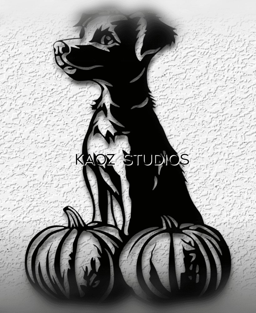 Dog with Pumpkins Wall Art Autumn decor Fall Puppy 3d model