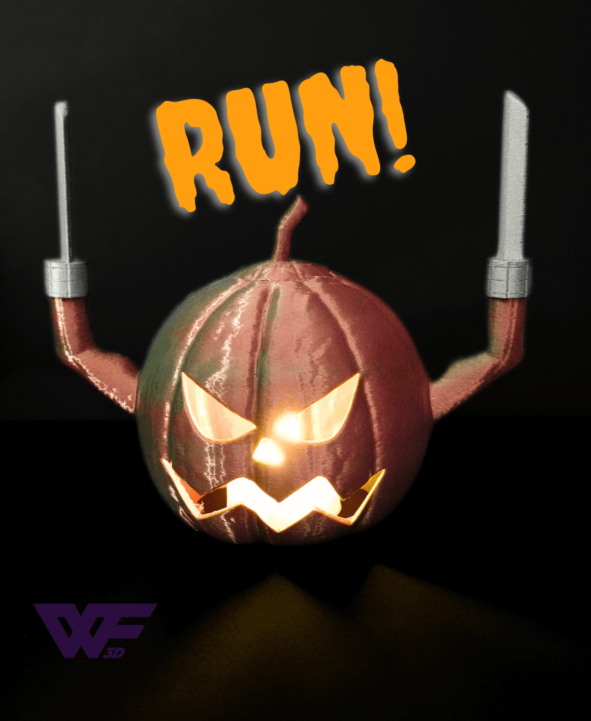 Pumpkin with Knife Hands – 3D Printable Decor