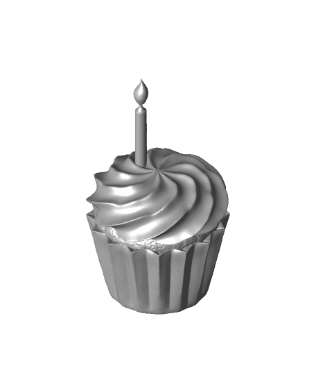 Basic Cupcake with Candle +MMU Files 3d model