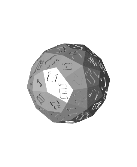 Khmer Alphabet d60 Polyhedral Die 3d model