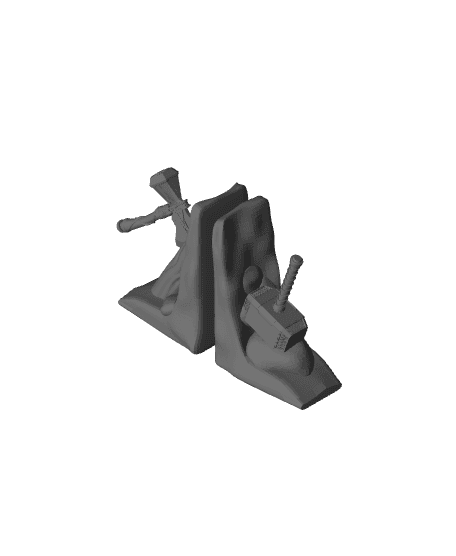 Thunder God Axe & Hammer Book End 3d model