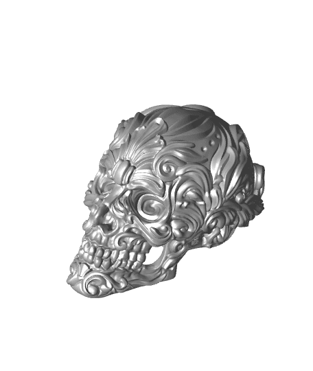 Ornate Skull - Rococo Scroll - Decoration 3d model