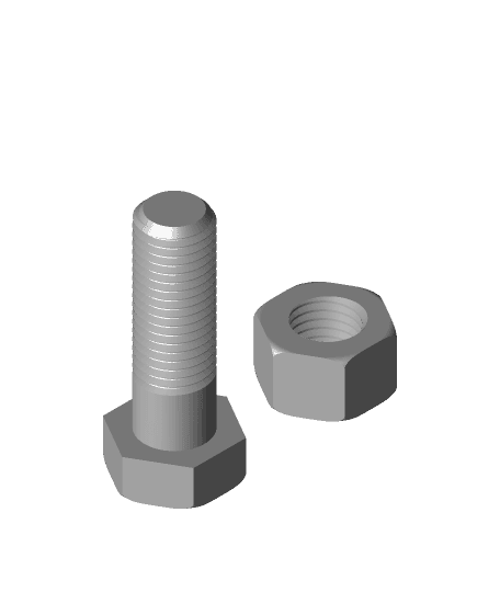 M16 x 50 bolt + M16 nut 3d model