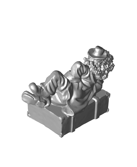 Clown lying on a suitcase 3d model