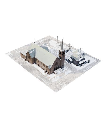 catholic_church_-_new_brunswick_canada_with_car.glb 3d model