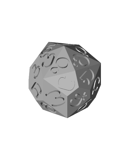 Georgian Alphabet d33 Polyhedral Die (Kartvelian) 3d model