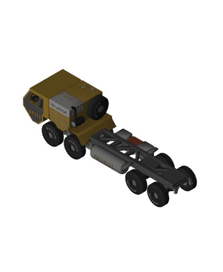 Yellow Military Truck Chassis 3d model