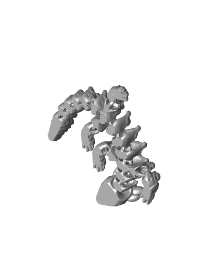 Articulated Dragon - Pearl Dragon, Style #1 - Snap-Flex Fidget Toy 3d model