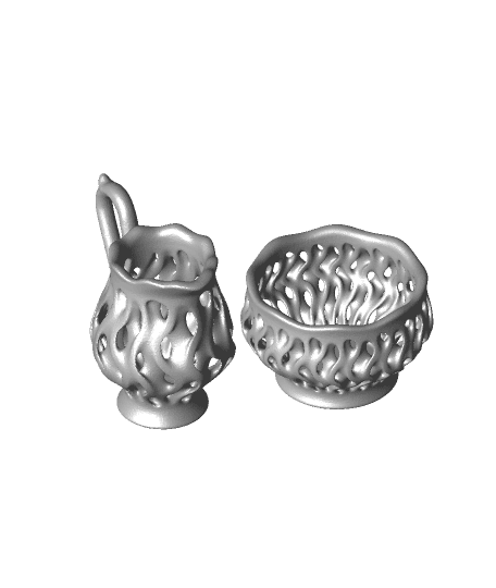 Malfunctioning Creamer and Sugar Bowl 3d model