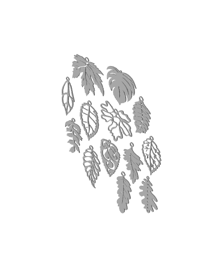 Leaf Design Earrings 3d model