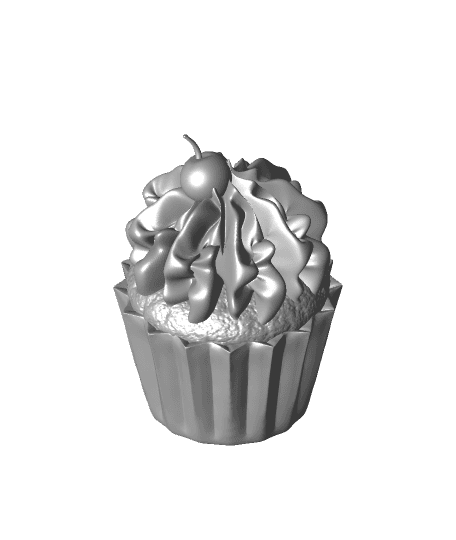 Cupcake with Fluff & Cherry +MMU Files 3d model