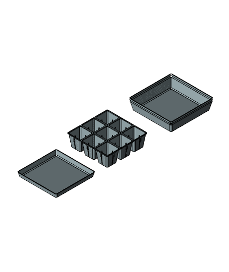 Durable Seed-Starting Nursery Pot (3x3) with Bottom Tray Options 3d model