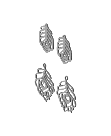 peacock earrings 2 sets peacock pendants bird jewelry wall art home decor 3d model