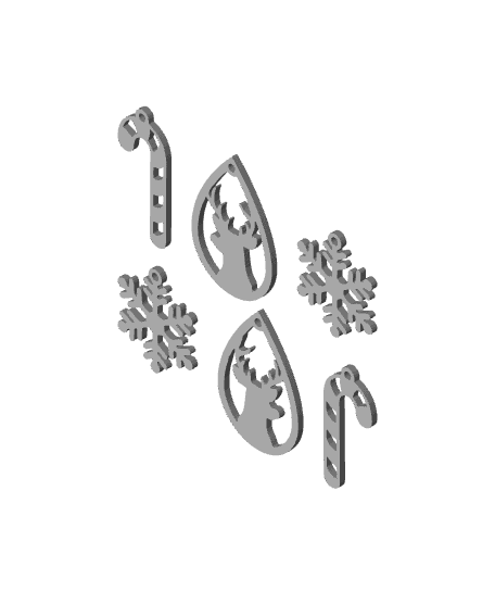 snow_deer_earring_bundle.stl 3d model