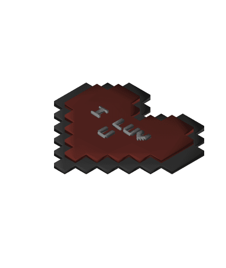 Heart pixelated - I luv u 3d model