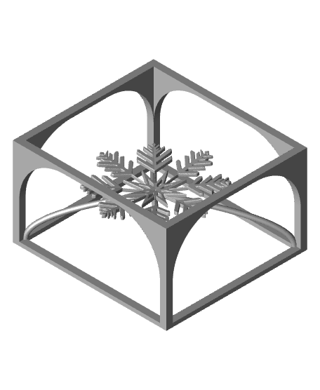 ❄️ Snowflake Cube - Floating Snowflake Design ❄️ - Pre-supported  3d model