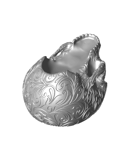 Vintage Swirl Skull Planter-Bowl 3d model