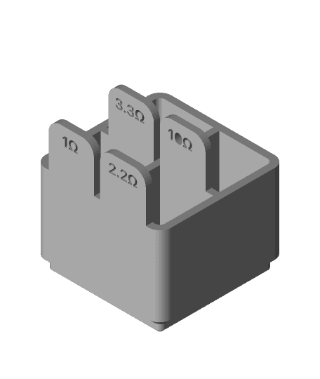 Gridfinity - Resistors - 1Ω, 2.2 Ω, 3.3 Ω, 10 Ω 3d model