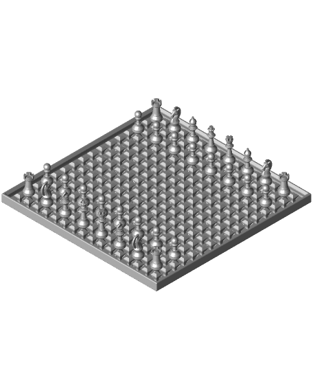 Print-in-Place Chess Set with Captive Pieces 3d model