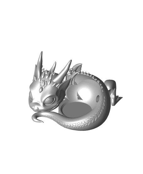 Lying baby dragon - compatible with Amazon Dot 3d model