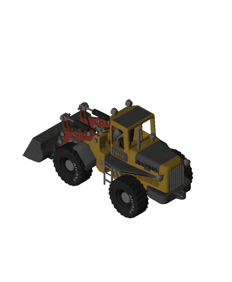 Yellow Front Loader with Movements 3d model