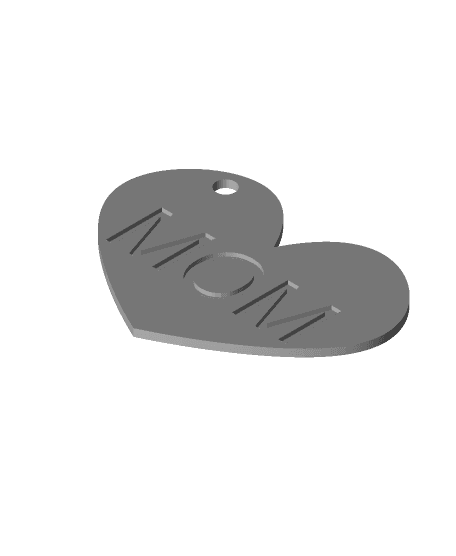 Mom Heart Key Ring 3d model