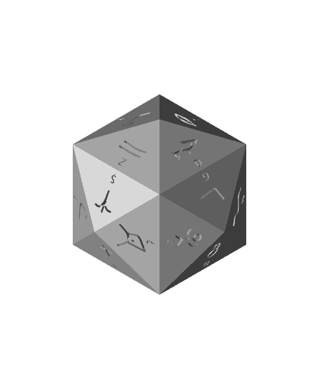 Proto-Canaanite Alphabet d24 Polyhedral Die 3d model