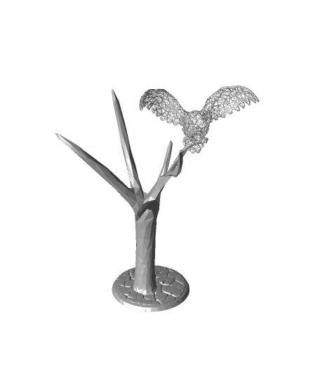 Wire Art: Owl on Tree 3d model