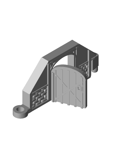 FHW: Mod sec House Walls Medium bent roof open door 3d model