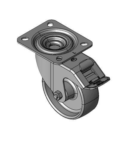 Pressed steel castors, medium duty brackets, with top plate fitting, with nylon wheel L-PO, B-PO,  3d model