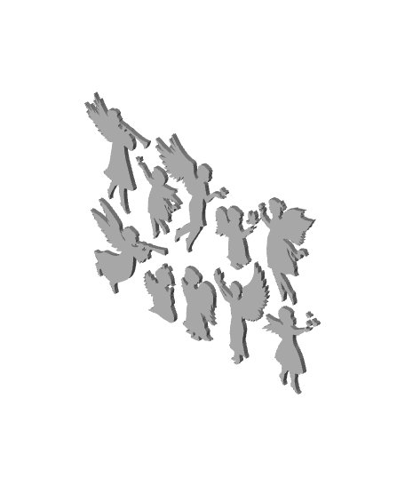 HUGE pack of 10 Angel Charms wall art Christmas decor 3d model