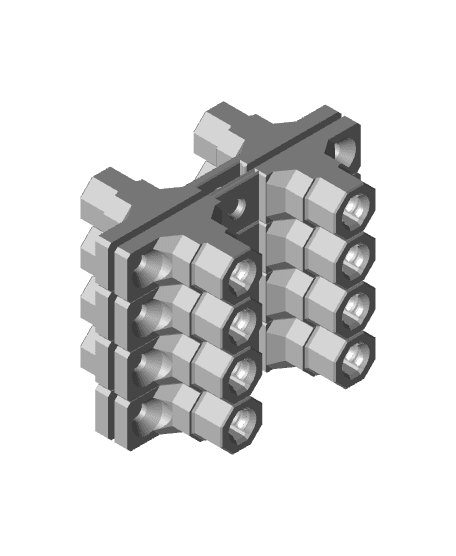 15 mm - Quad Bolt-Lock Mount - x4 Stack 3d model