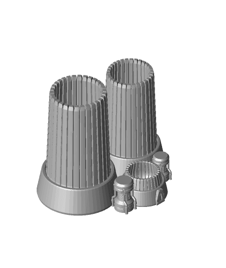 Battletech Buildings and Bases - Cooling Tower & Rock Cliff Base 3d model