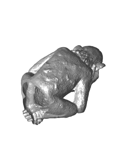 Thinking monkey sculpture 3d model