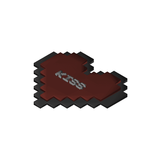 Heart pixelated - Kiss 3d model