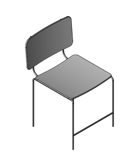 Wood +Metal Chair Design  3d model