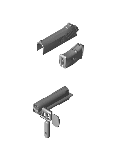 Pistol Keychain — Functional Blaster & Fidget Toy 3d model