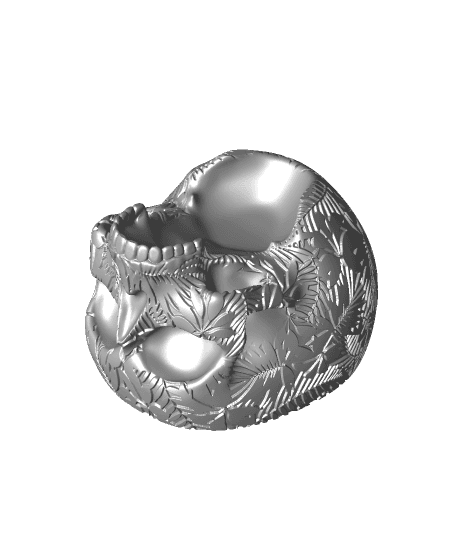 Tropical Leaves Skull Planter-Bowl 3d model