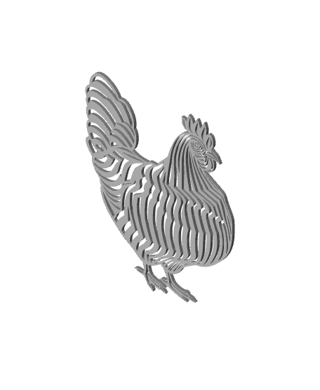 chicken wall art hen wall decor rooster optical illusion decoration 3d model