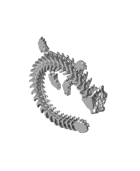 Snowstorm, Winter Dragon - Articulated Dragon Snap-Flex Fidget (Tight Joints) 3d model